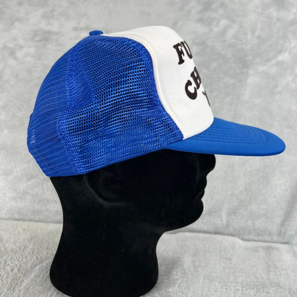 Vintage 1983 Fudge Champ Trucker Hat Large Blue Mesh Snapback Sportcap Retro